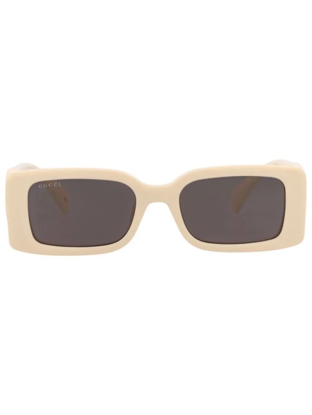 New Gucci Women's Sunglasses Square Rectangle Injection Frame Ivory Ivory Grey